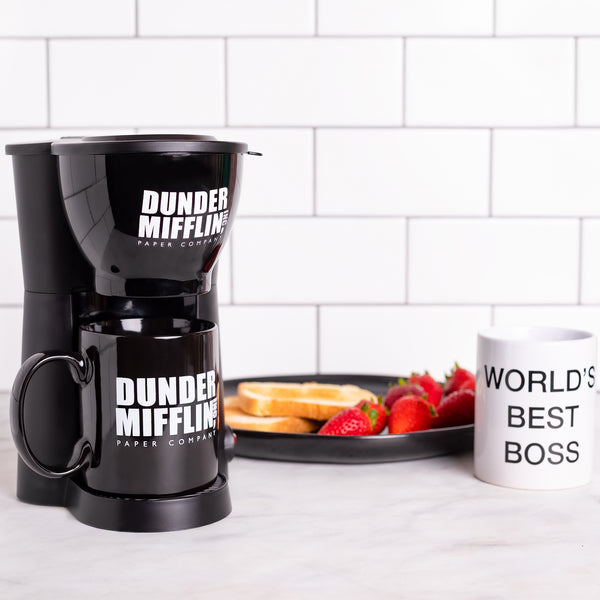 The Office Single Cup Coffee Maker Gift Set with 2 Mugs