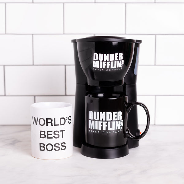 The Office Single Cup Coffee Maker Gift Set with 2 Mugs