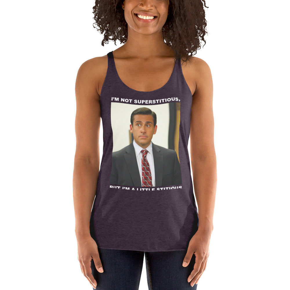 A Little Stitious Women's Racerback Tank-Moneyline
