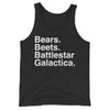 Bears. Beets. BSG. Unisex Tank Top-Moneyline