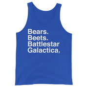 Bears. Beets. BSG. Unisex Tank Top-Moneyline