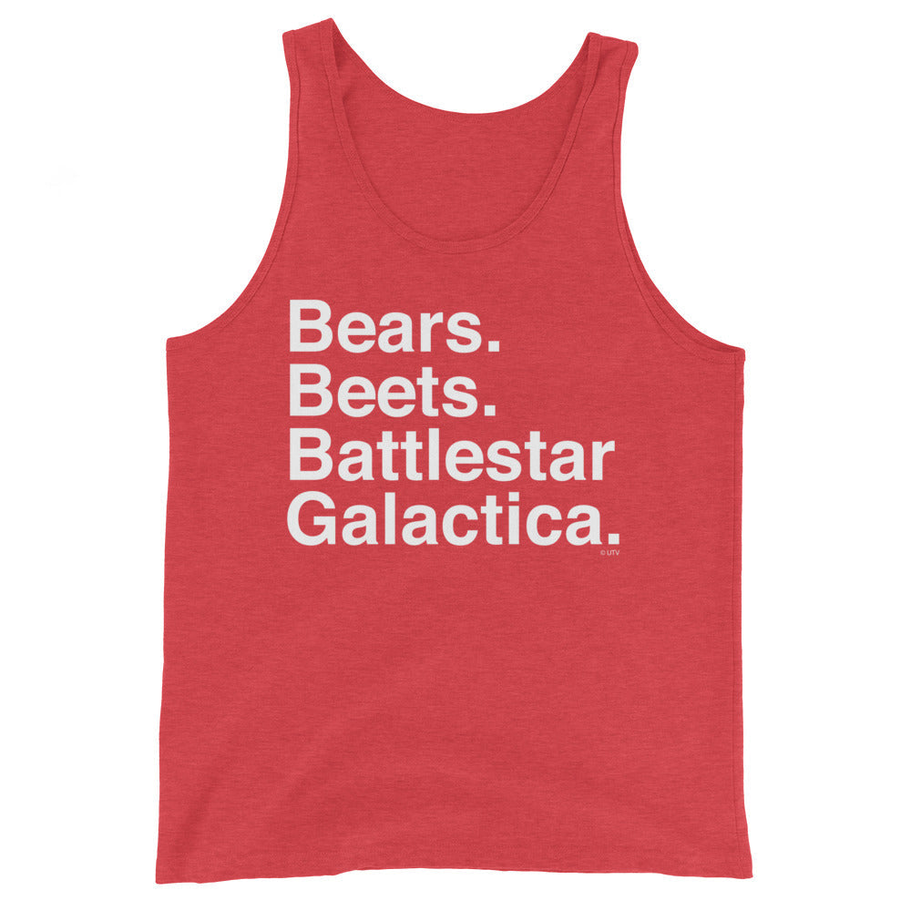 Bears. Beets. BSG. Unisex Tank Top-Moneyline