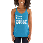 Bears. Beets. BSG. Women's Racerback Tank-Moneyline