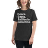 Bears. Beets. BSG. Women's Relaxed T-Shirt-Moneyline