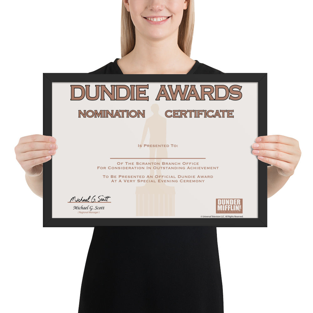 Dundie Awards Nomination Certificate - Framed Poster