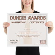 Dundie Awards Nomination Certificate - Framed Poster