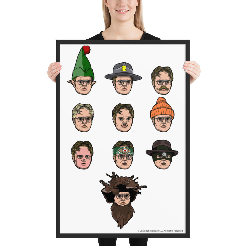 Faces of Dwight Framed Poster